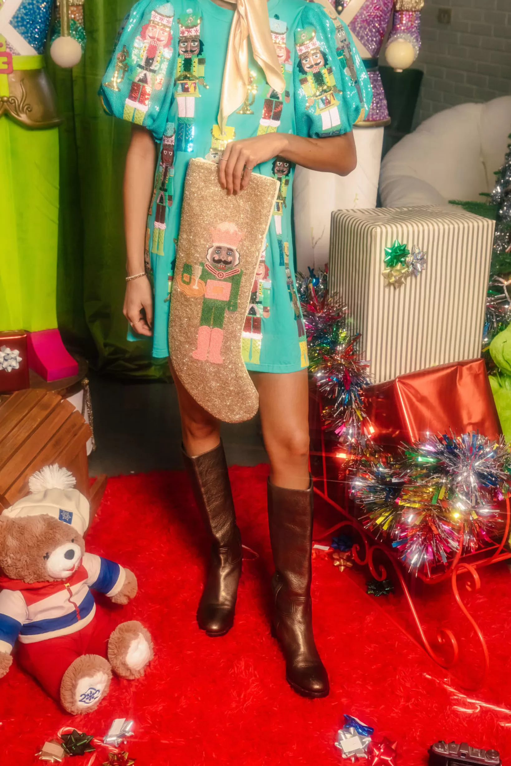 Clearance Queen of Sparkles ITES x Sami Riccioli x Gold Serving Nutcracker Stocking