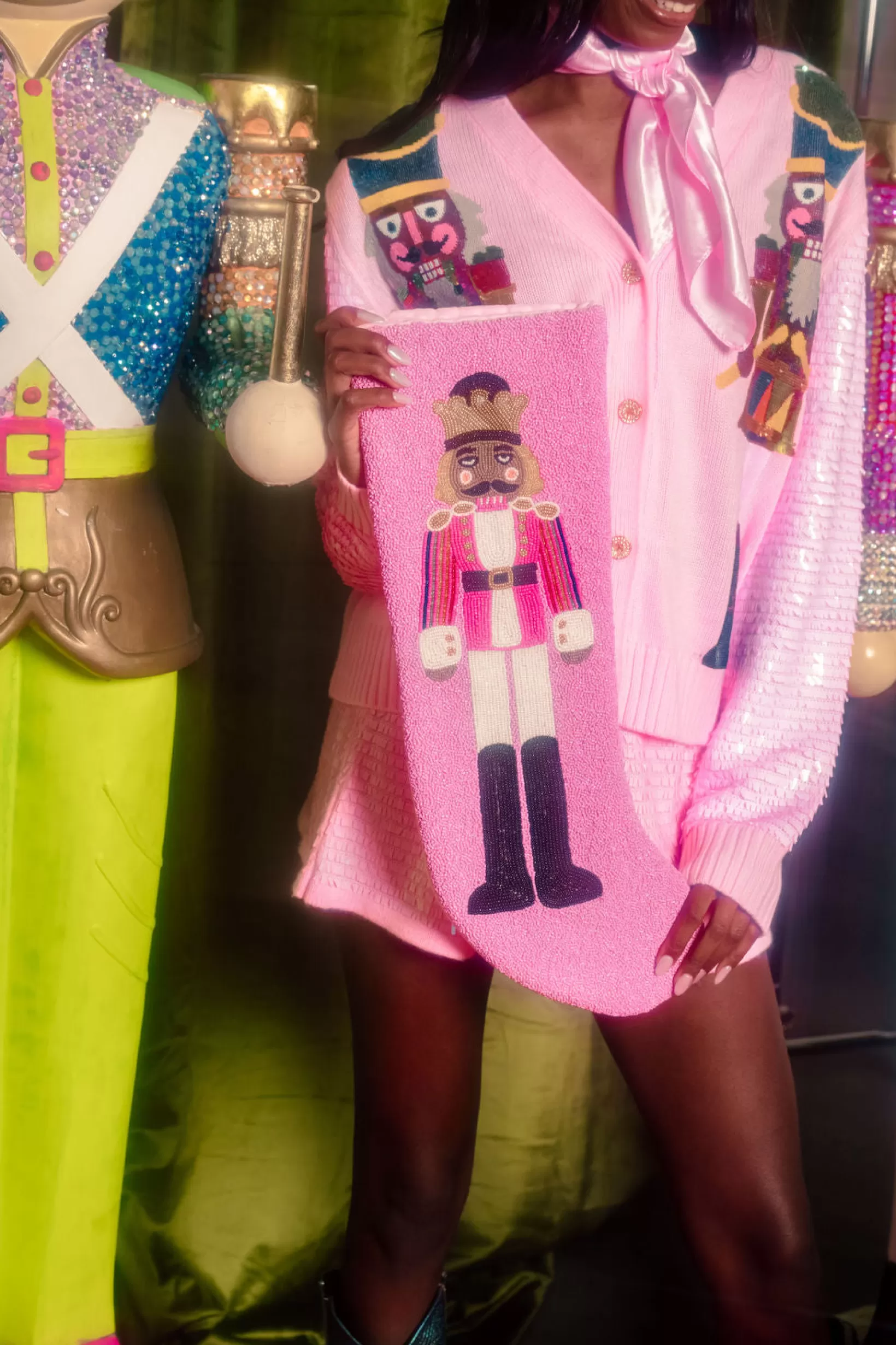 Online Queen of Sparkles ITES x Sami Riccioli x Pink Medium Skin Nutcracker Stocking
