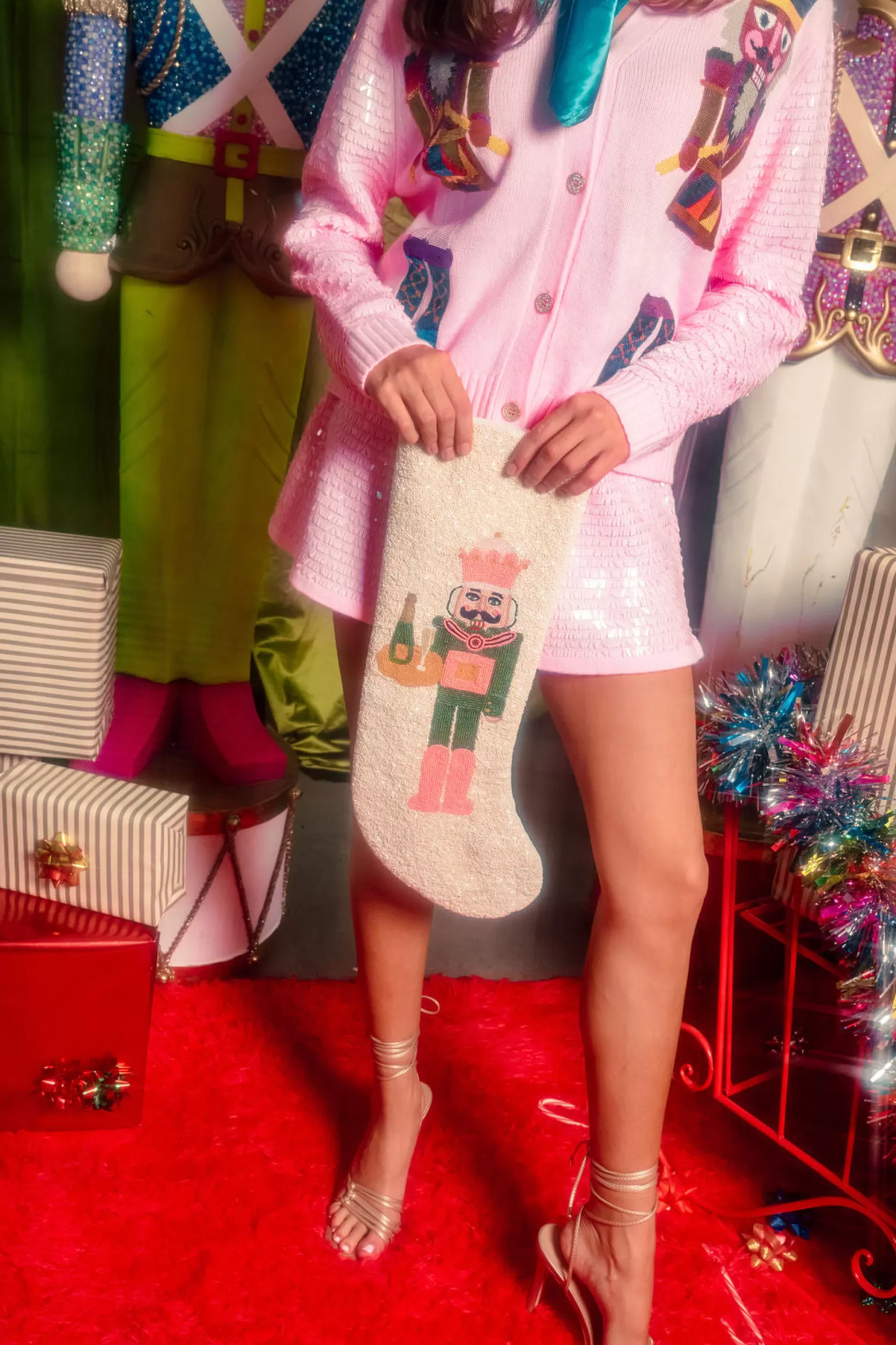 Fashion Queen of Sparkles ITES x Sami Riccioli x White Serving Fair Skin Nutcracker Stocking