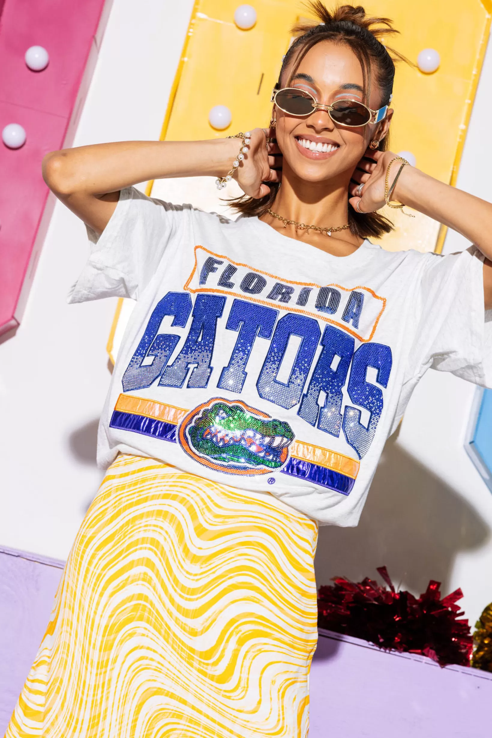 Best Queen of Sparkles Licensed 'Florida Gators' Vintage Tee Grey