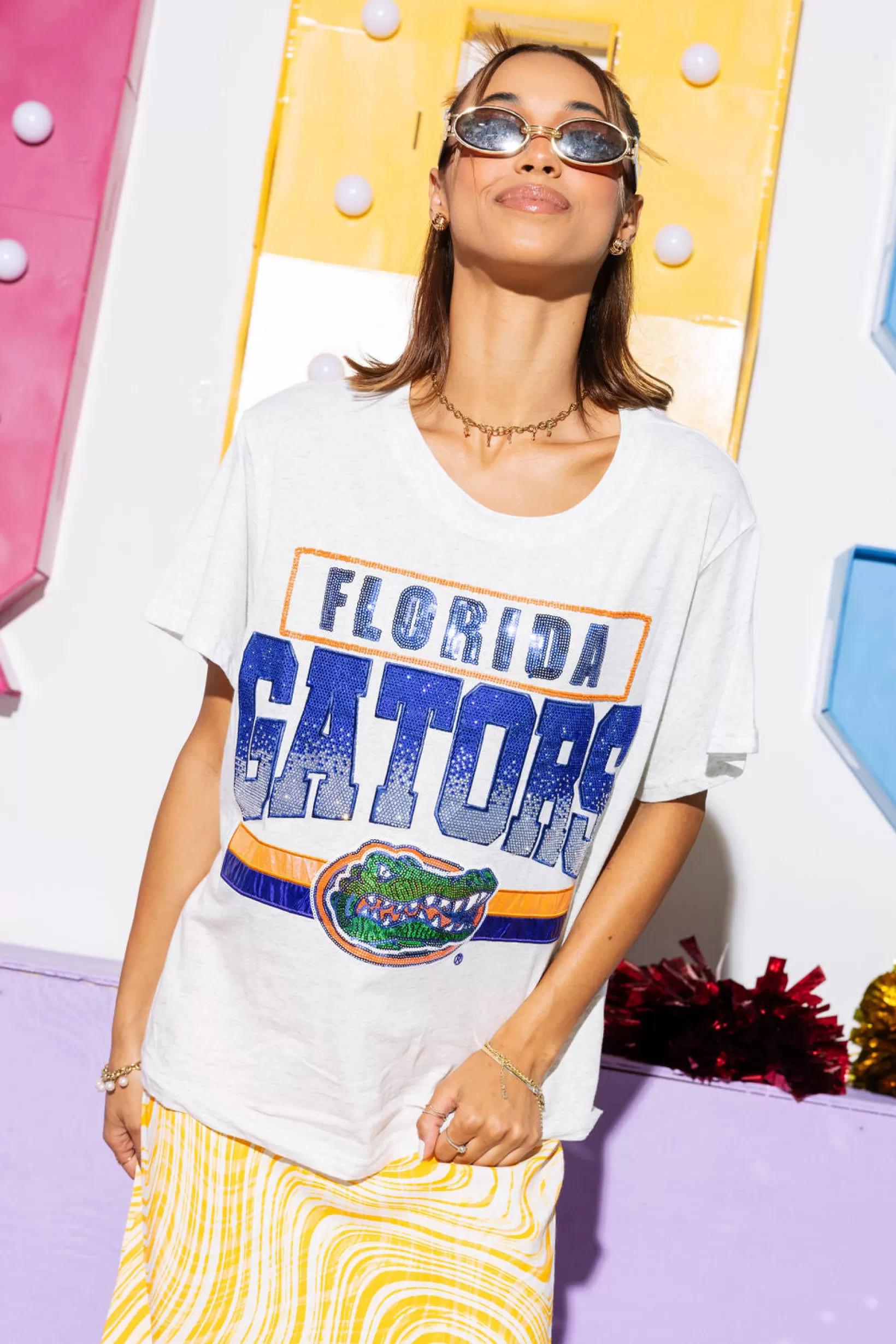 Best Queen of Sparkles Licensed 'Florida Gators' Vintage Tee Grey