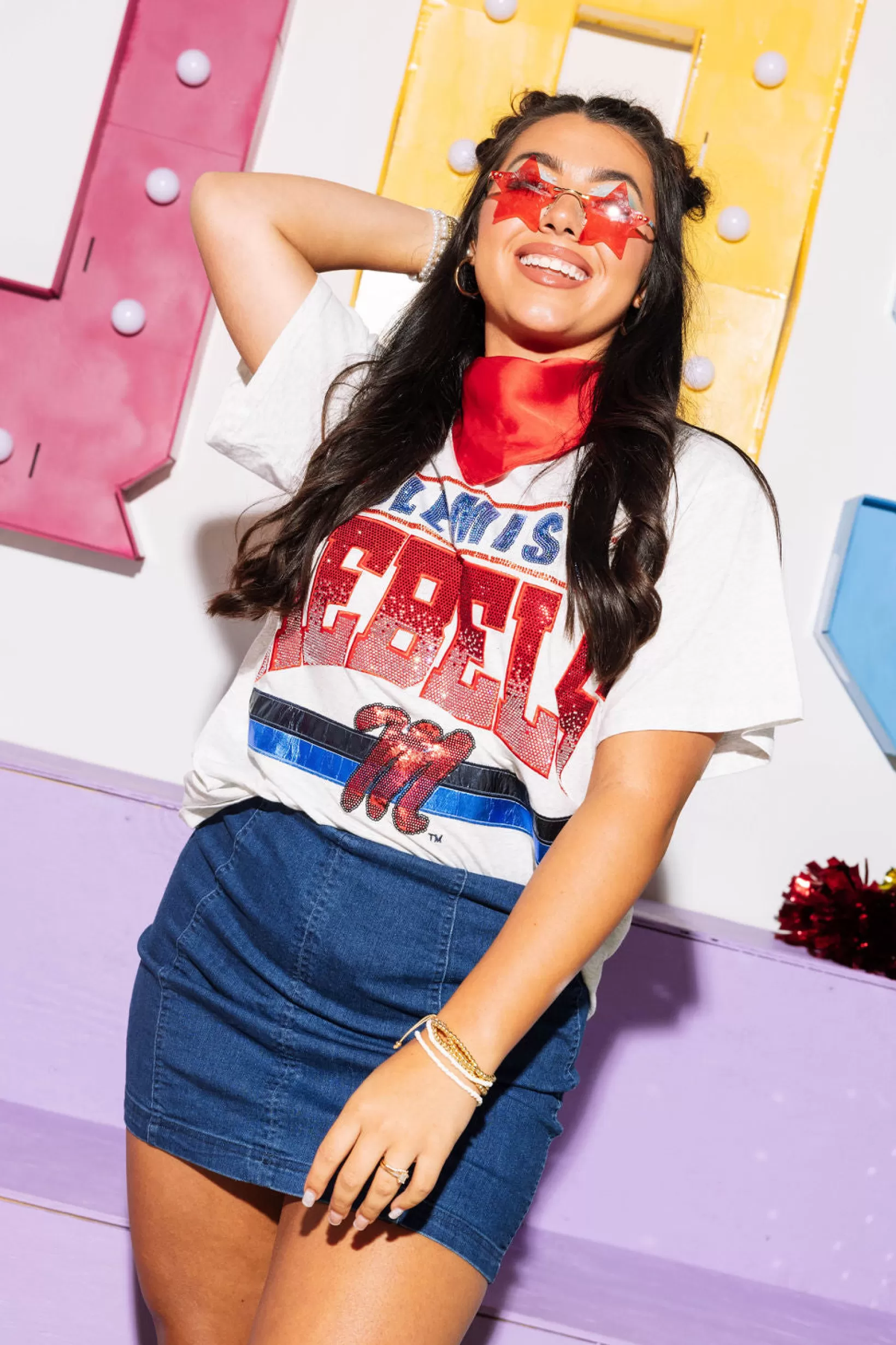 Flash Sale Queen of Sparkles Licensed 'Ole Miss Rebels' Vintage Tee Grey