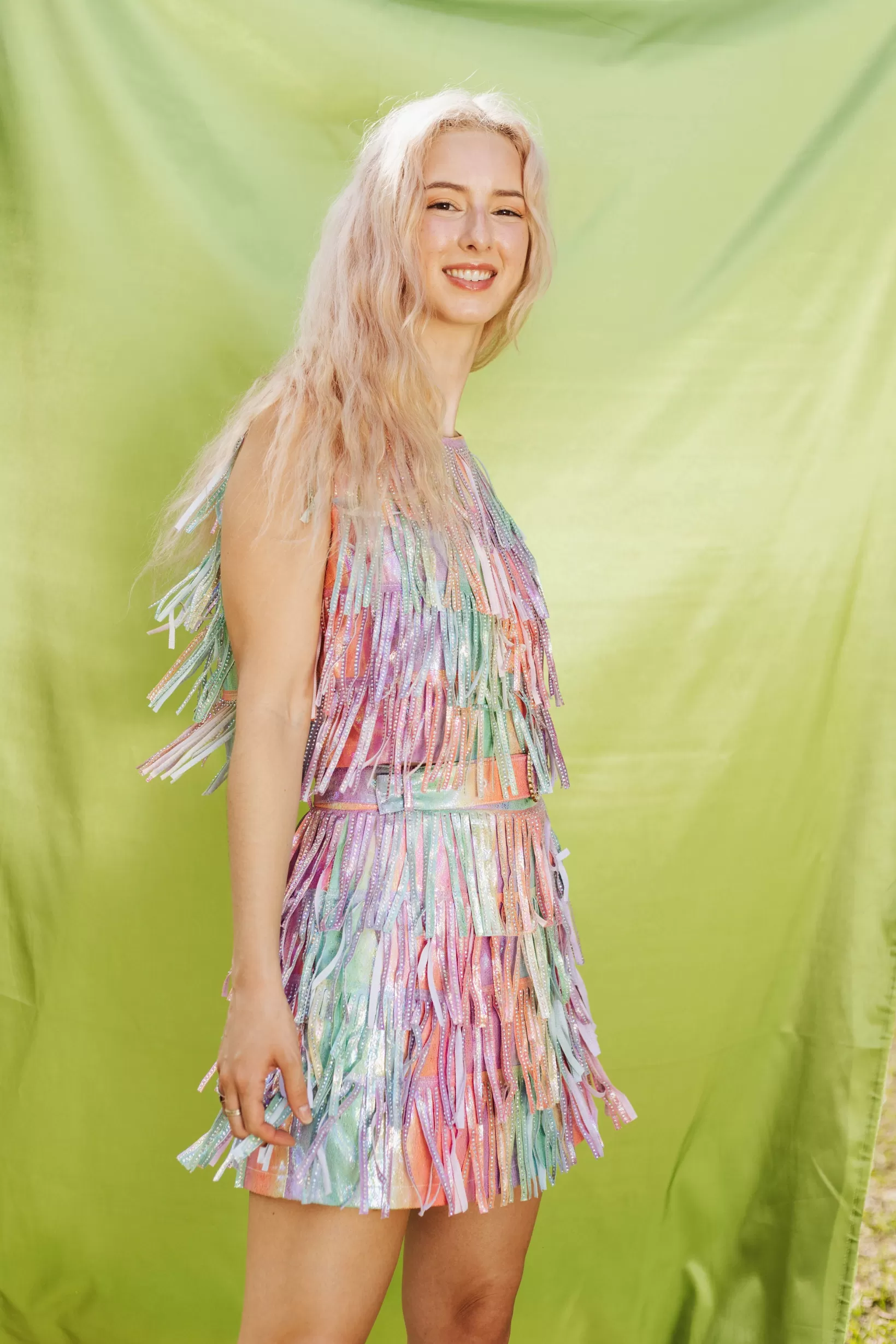 rainbow_leather_fringe_belt_skirt_2.webp Hot Queen of Sparkles Rainbow Leather Fringe Belt Skirt