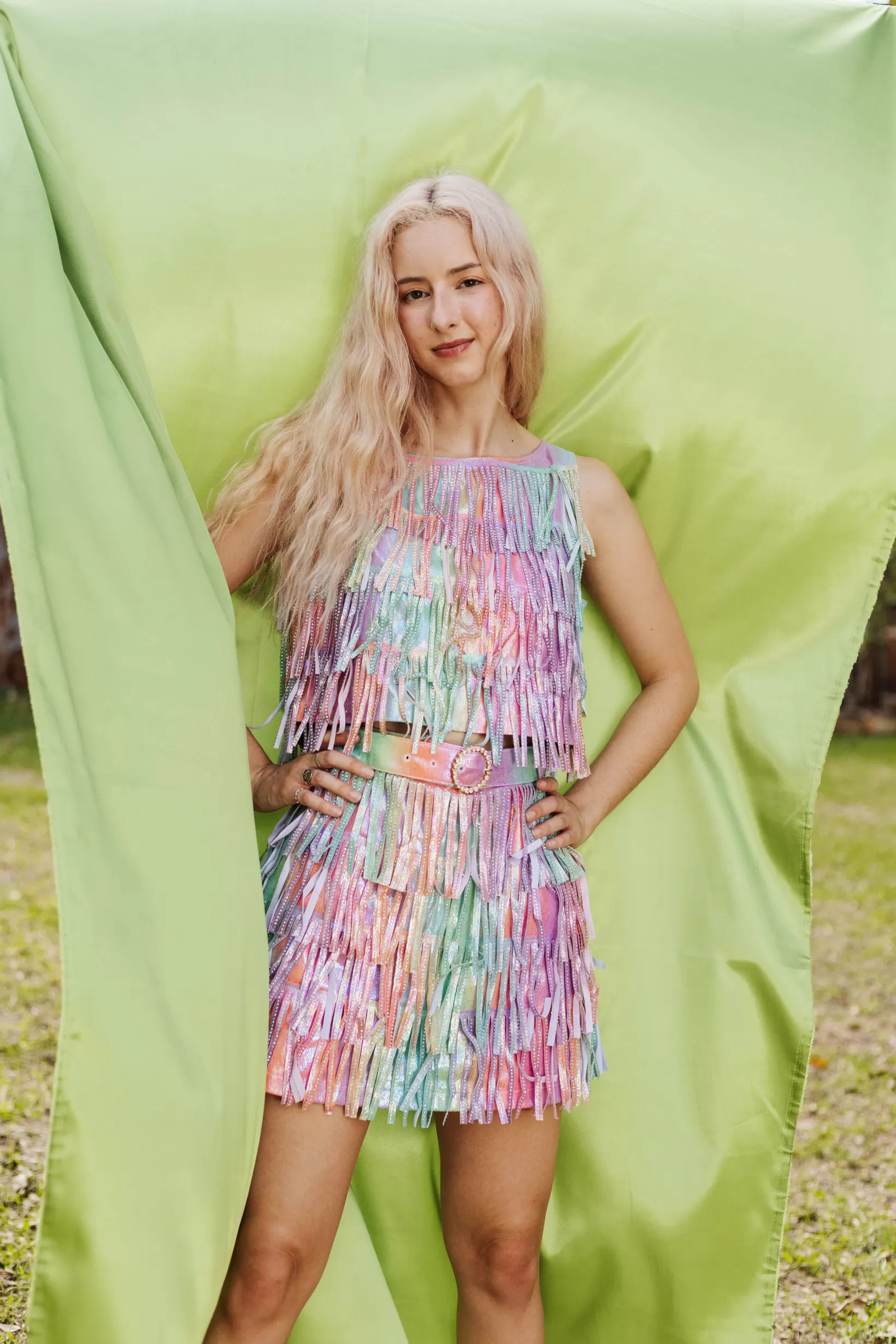 rainbow_leather_fringe_belt_skirt_3.webp Hot Queen of Sparkles Rainbow Leather Fringe Belt Skirt